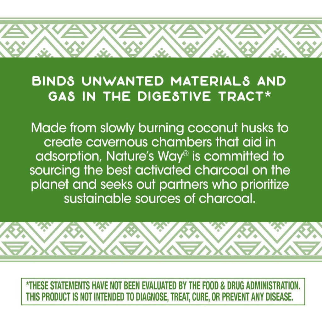 Nature's Way Activated Charcoal, Binds Unwanted Materials and Gas, 560mg per Serving, 360 Capsules