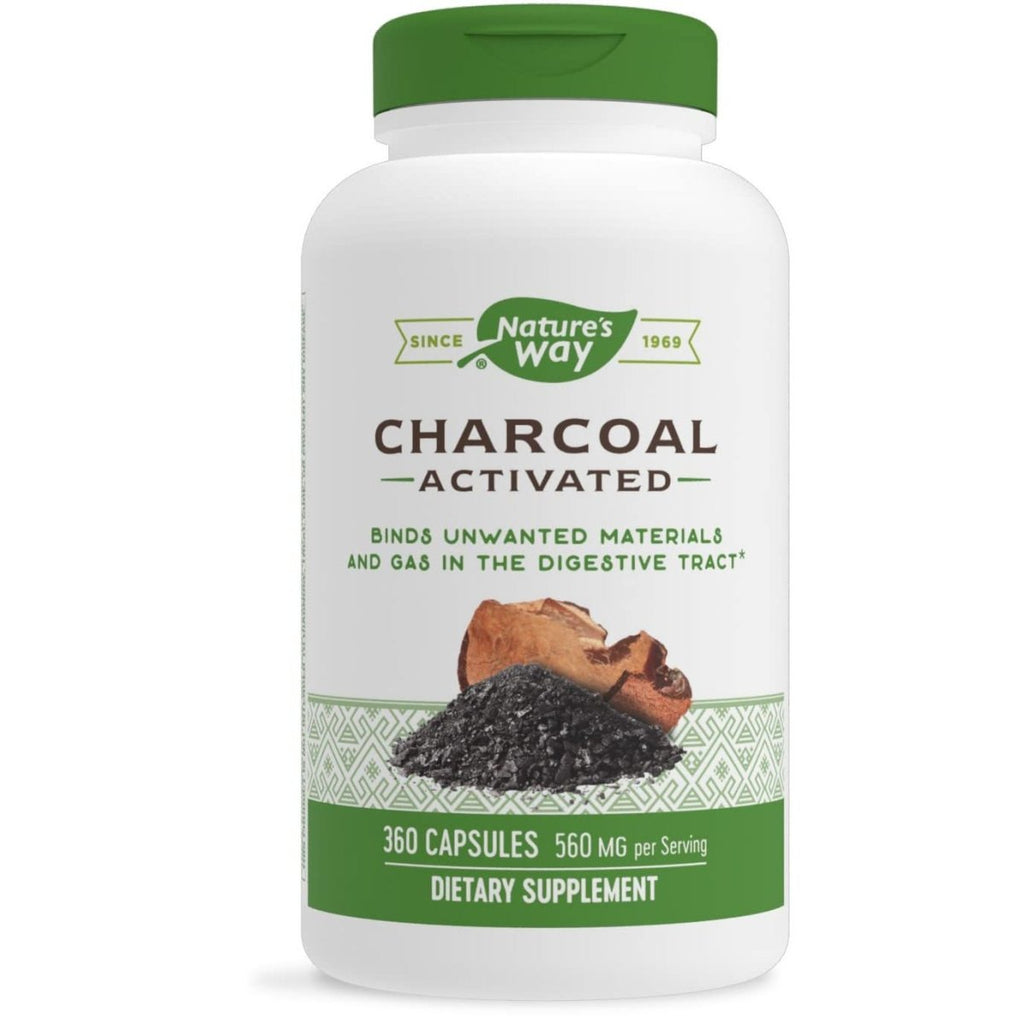 Nature's Way Activated Charcoal, Binds Unwanted Materials and Gas, 560mg per Serving, 360 Capsules