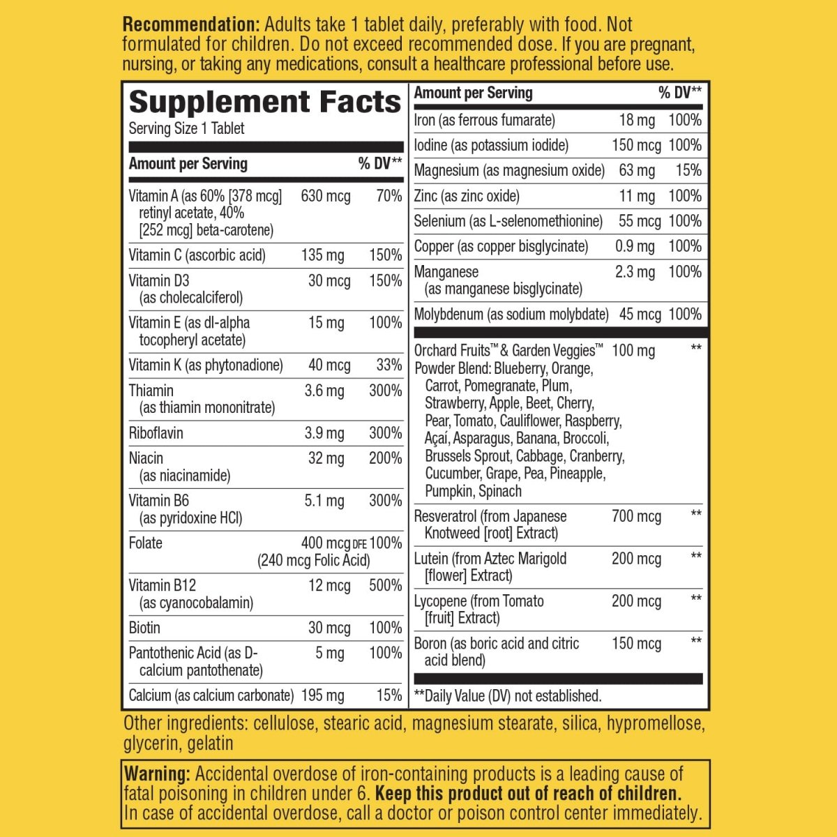 Nature's Way Alive! Énergie quotidienne Multivitamine 22 Vitamines et Minéraux 60 Comprimés