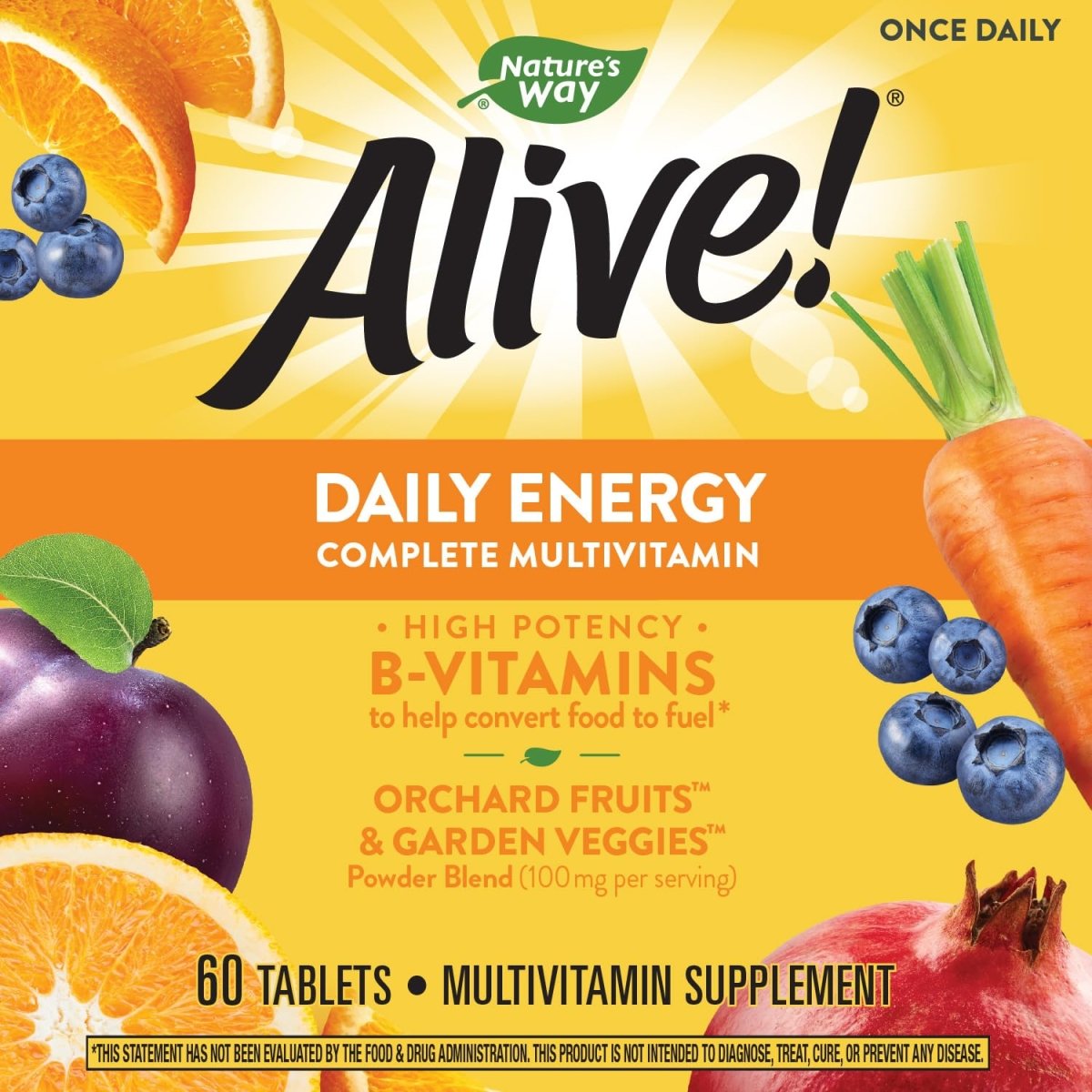 Nature's Way Alive! Énergie quotidienne Multivitamine 22 Vitamines et Minéraux 60 Comprimés
