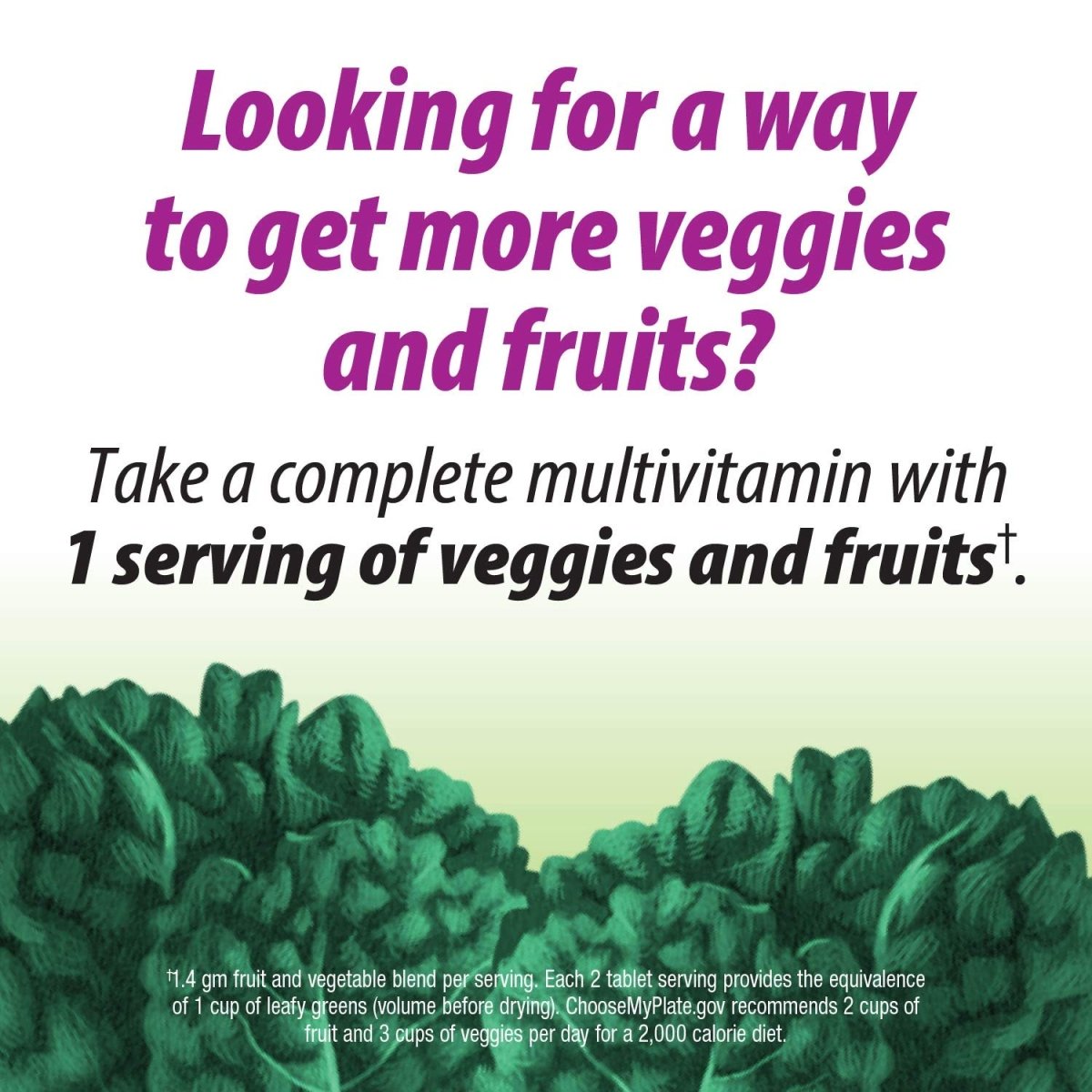 Nature's Way Alive! Garden Goodness Multivitamin for Women, 1 Serving Veggies & Fruits, with Organic Kale, High Potency B-Vitamins, 60 Tablets