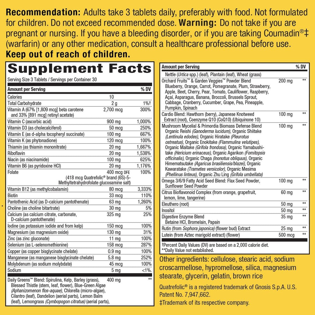 Nature's Way Alive! Max3 Potency Multivitamin, Support Daily Energy Metabolism, No Added Iron, 90 Tablets