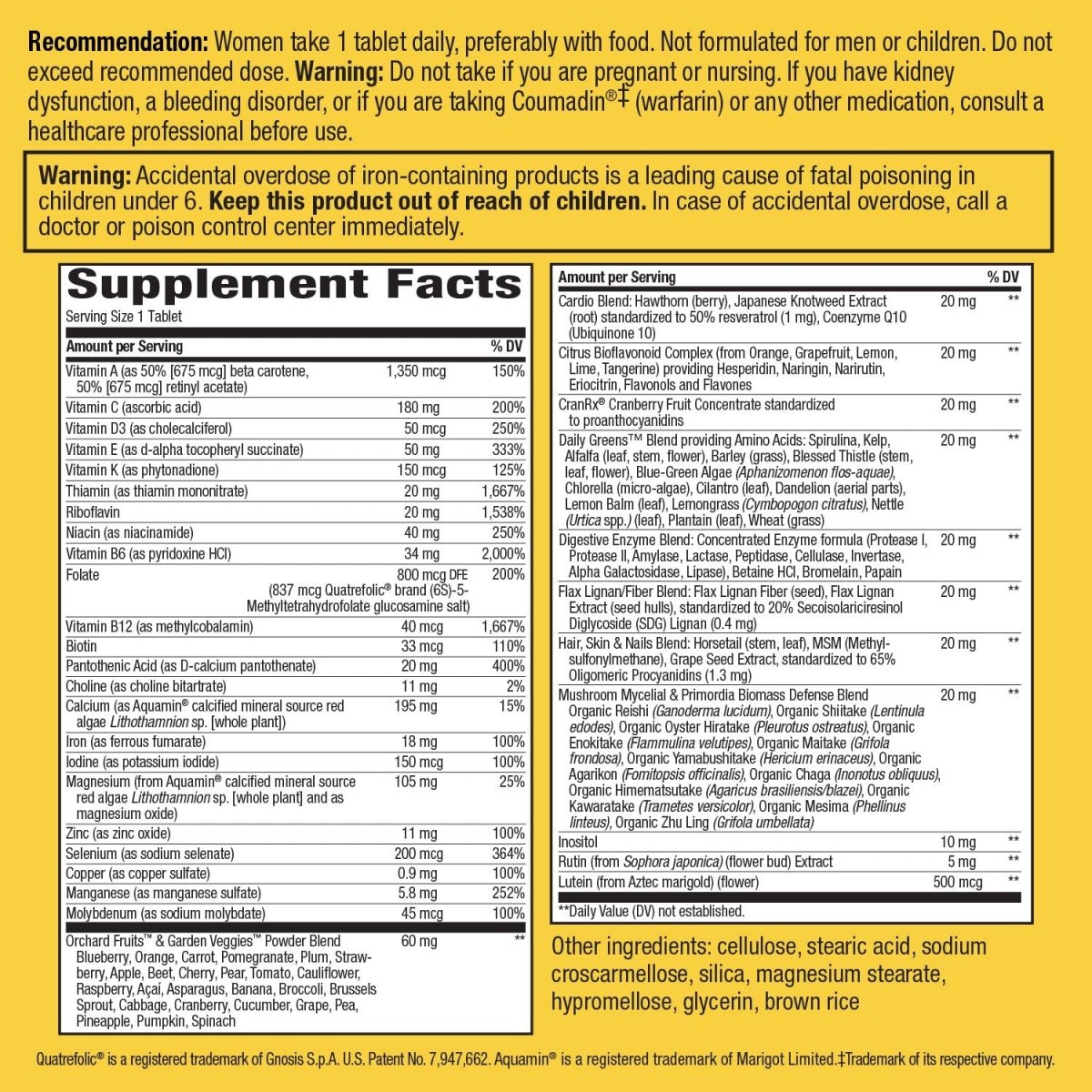 Nature's Way Alive! Women's Ultra Potency Complete Multivitamin, High Potency B-Vitamins, Energy Metabolism, 60 Tablets