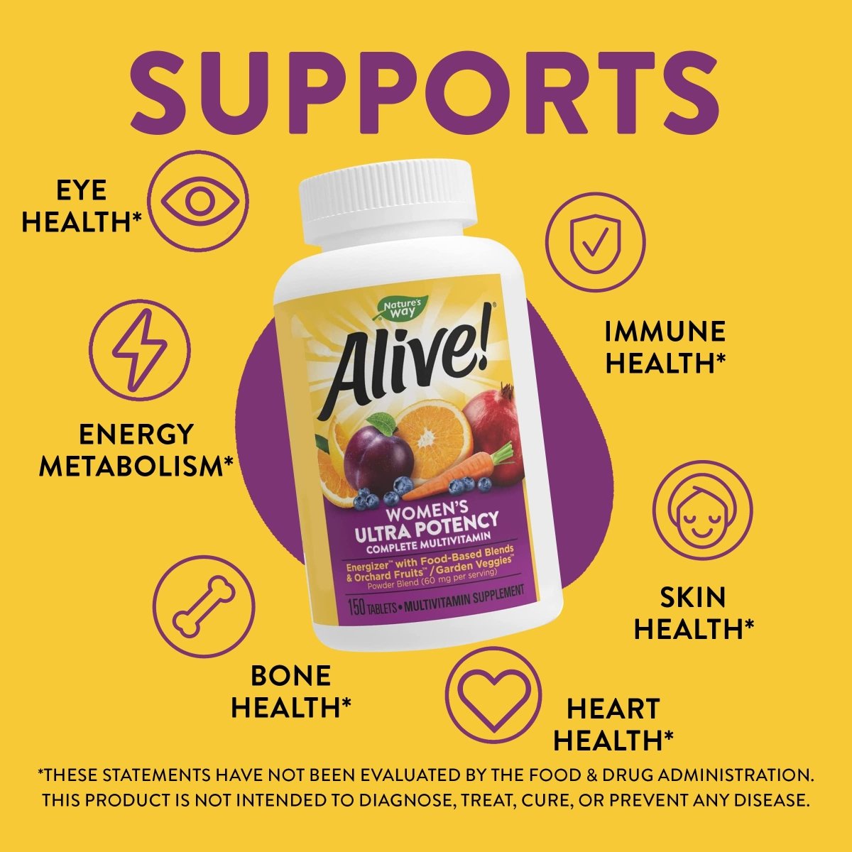 Nature's Way Alive! Vitamines complètes ultra puissantes pour femmes, vitamines B très puissantes pour femmes, métabolisme énergétique, 150 comprimés