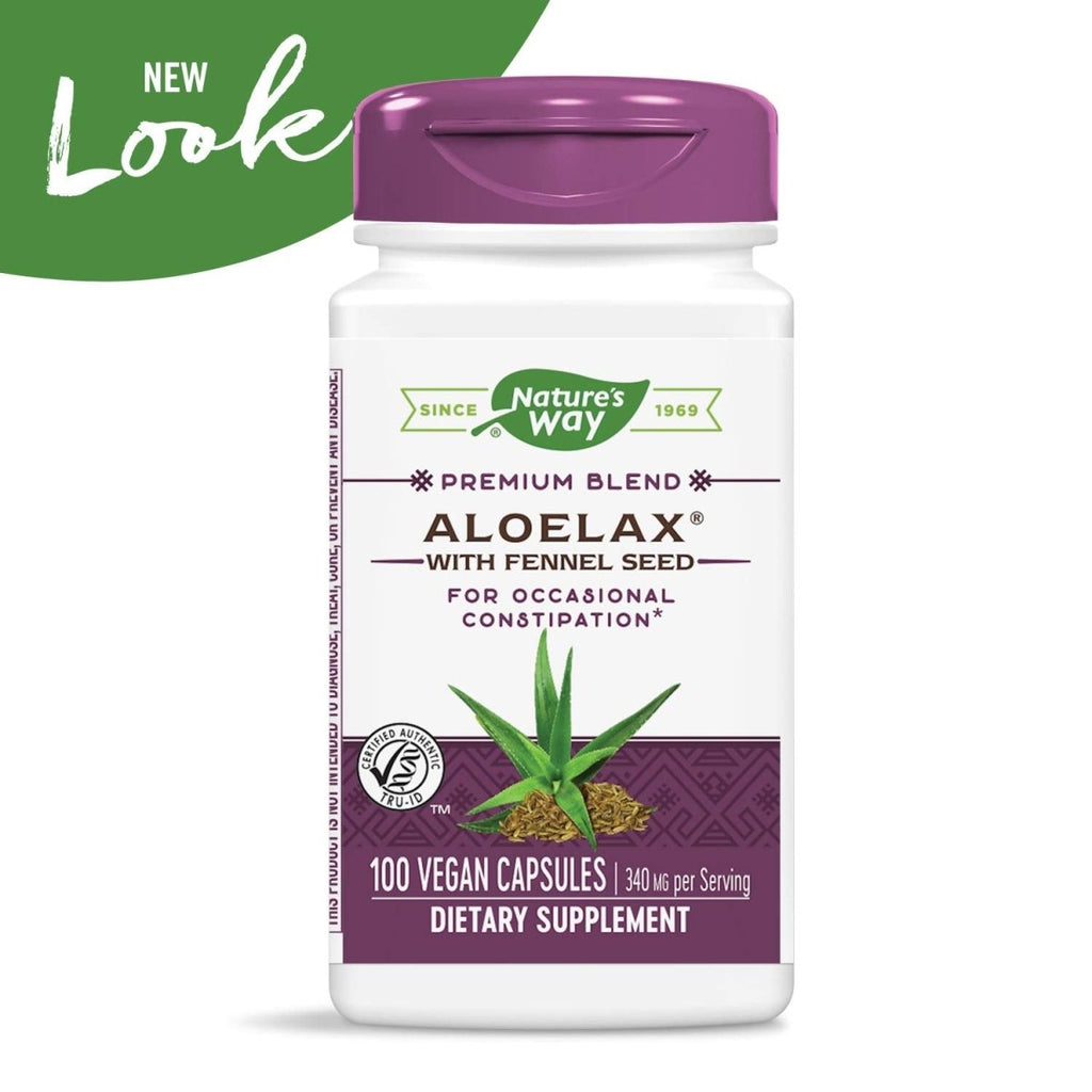 Nature's Way Aloelax, mélange de qualité supérieure, avec graines de fenouil, constipation occasionnelle, 340 mg, végétalien, 100 capsules