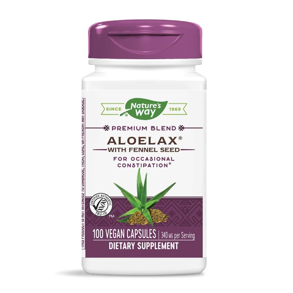 Nature's Way Aloelax, mélange de qualité supérieure, avec graines de fenouil, constipation occasionnelle, 340 mg, végétalien, 100 capsules