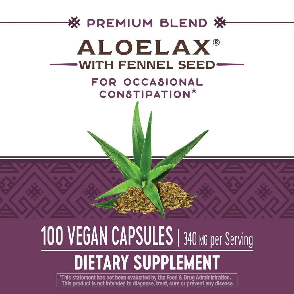 Nature's Way Aloelax, mélange de qualité supérieure, avec graines de fenouil, constipation occasionnelle, 340 mg, végétalien, 100 capsules