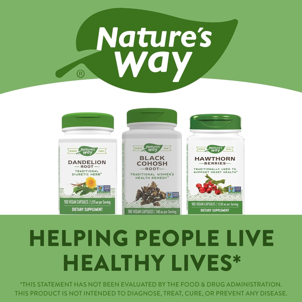 Actée à grappes noires de Nature's Way, soutien traditionnel pour la santé des femmes, vérifié par le projet sans OGM, 180 capsules