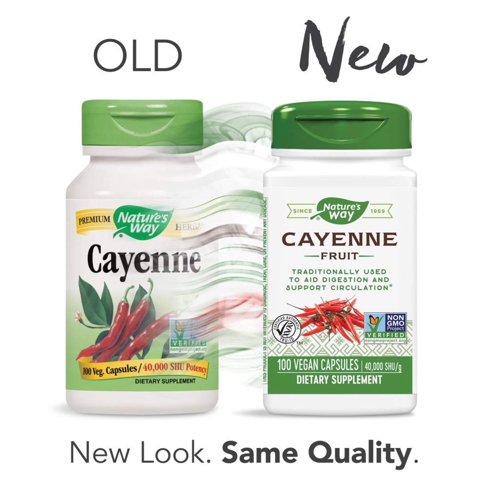 Nature's Way Piment de Cayenne (fruit) - Complément de capsaïcine naturelle pour la santé circulatoire et digestive - 100 gélules végétariennes