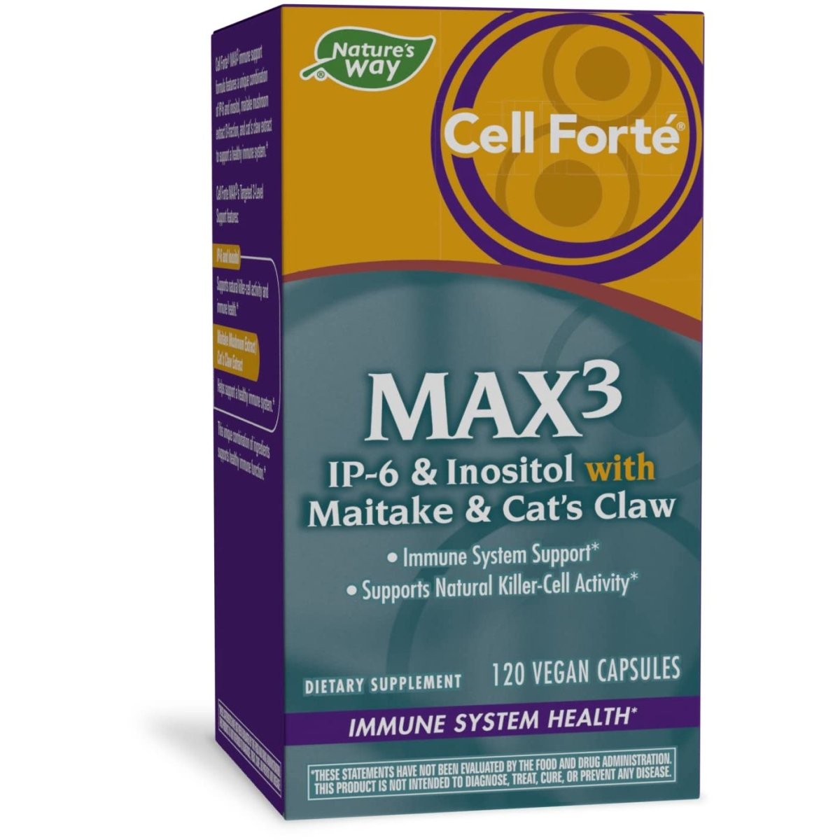 Nature's Way Cell Fort MAX3 IP-6 & Inositol with Maitake & Cat's Claw, Immune Support and Natural Killer-Cell Activity,120 Capsules