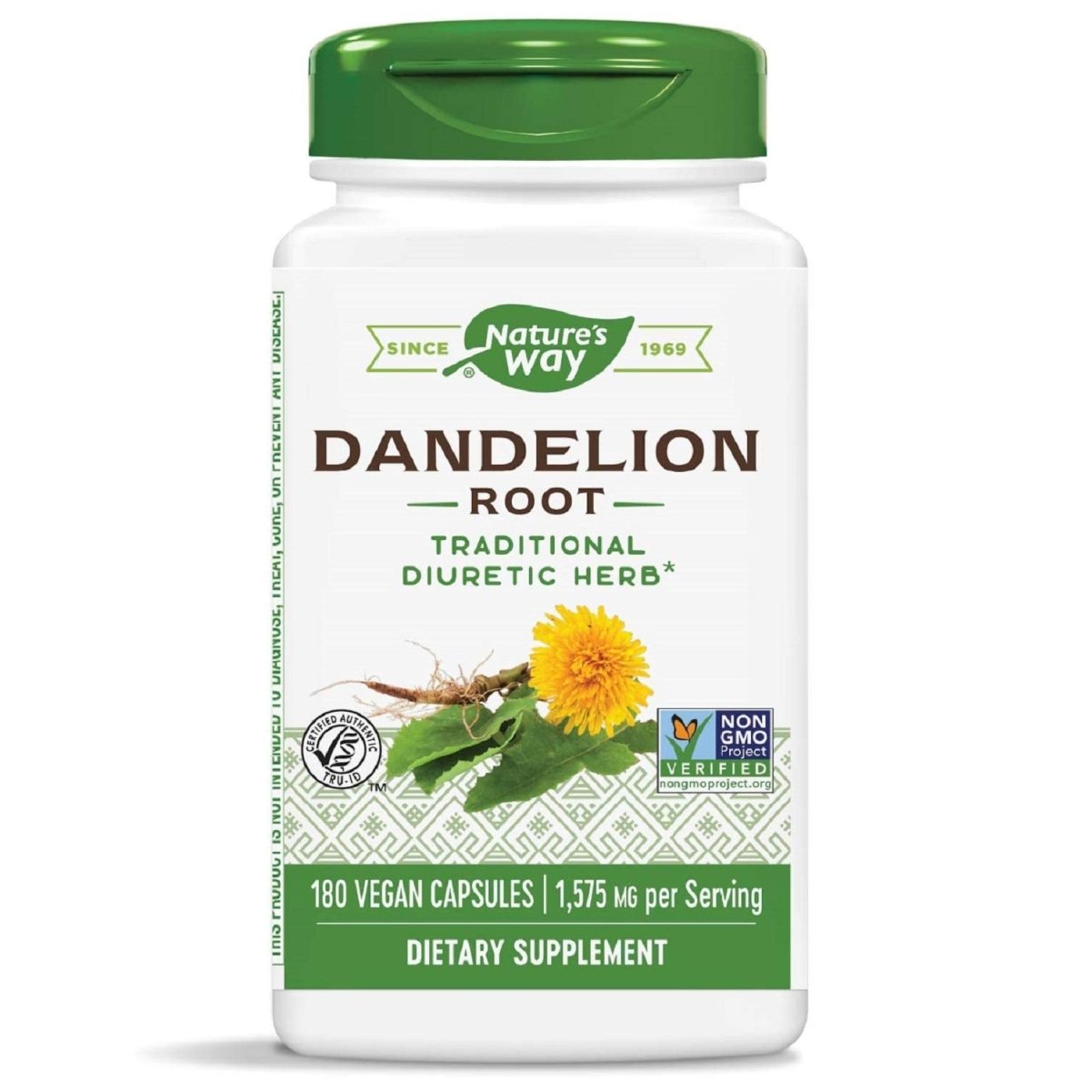 Nature's Way Dandelion Root Diuretic Herb 525 mg per Capsule Non-GMO Project Verified Gluten Free Vegan 180 Count