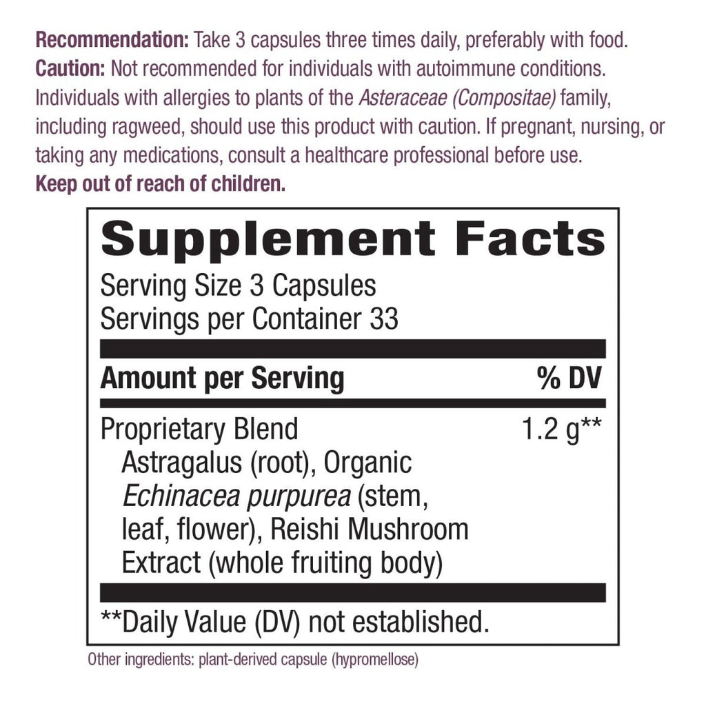 Nature's Way Échinacée Astragale & Reishi, Soutien Immunitaire, 100 Gélules