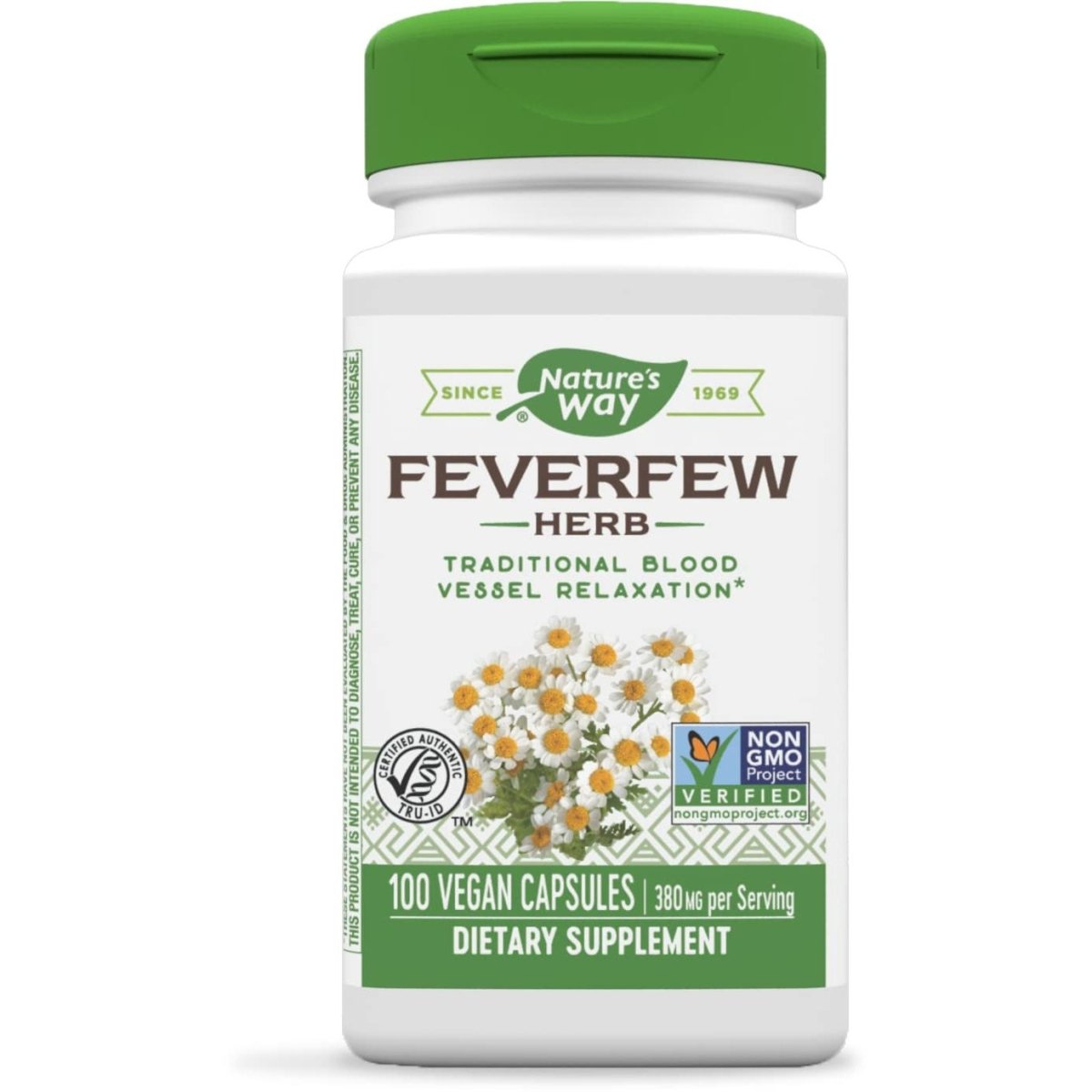 Nature's Way Feverfew Herb, Traditional Blood Vessel Relaxation, 380 mg, 100 Vegan Capsules