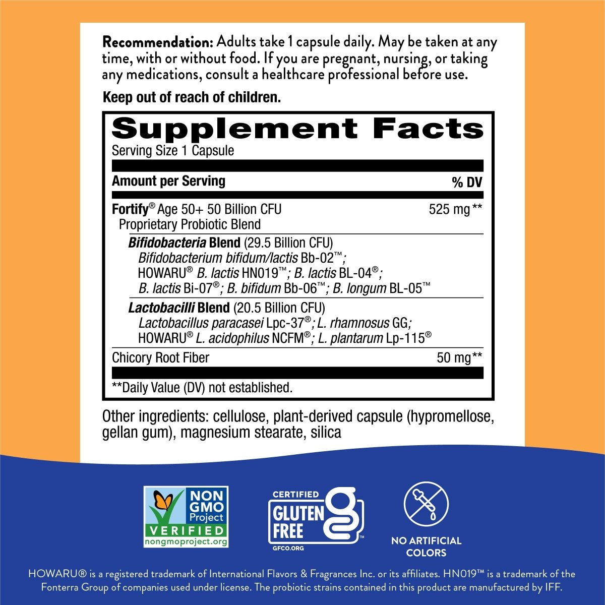 Nature's Way Fortify Probiotique Quotidien 50 Milliards Adultes 50+ 30 Gélules