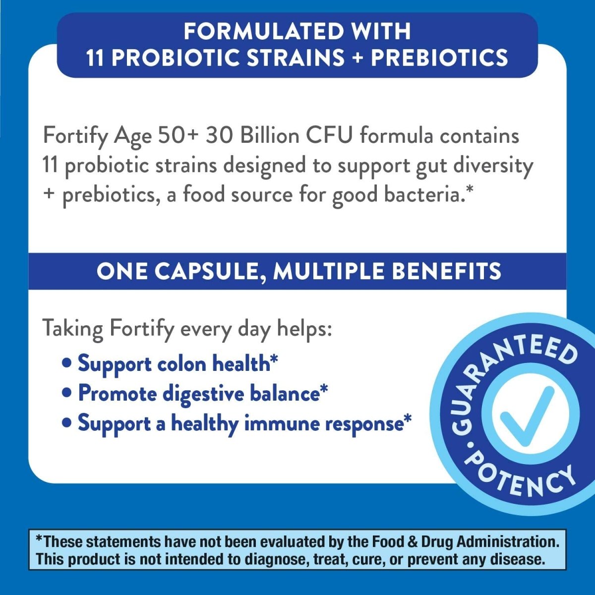 Nature's Way Fortify Probiotique Quotidien 50 Milliards Adultes 50+ 30 Gélules