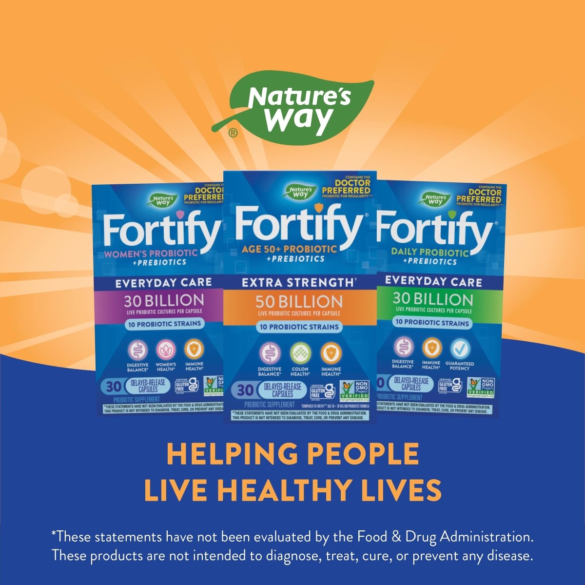 Nature's Way Fortify Probiotique Quotidien 50 Milliards Adultes 50+ 30 Gélules