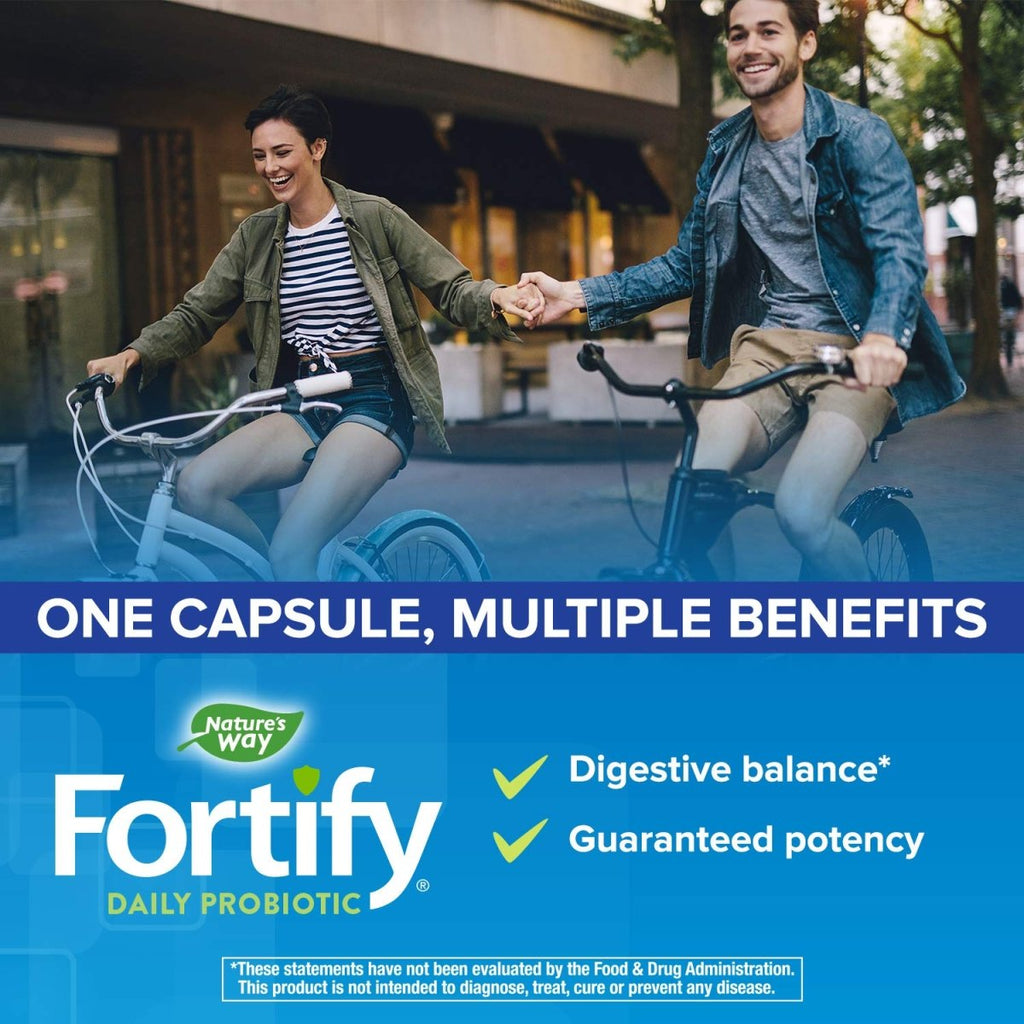 Nature's Way Fortify Daily Probiotiques et Enzymes, Santé Digestive Complète Ciblée pour Hommes et Femmes, 30 Gélules Végétaliennes