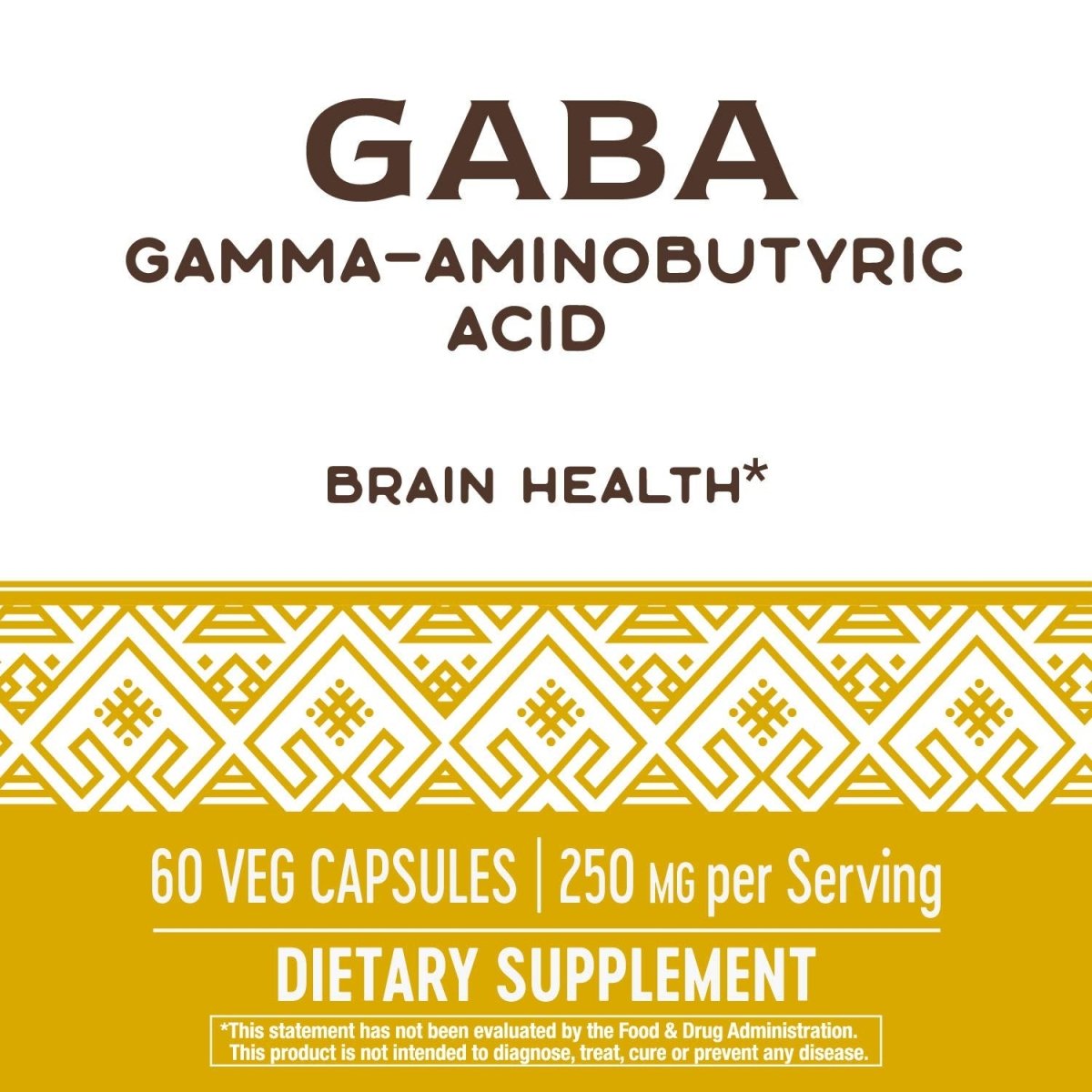 Nature's Way GABA, Acide gamma-aminobutyrique, puissance de 250 mg, 60 VCaps