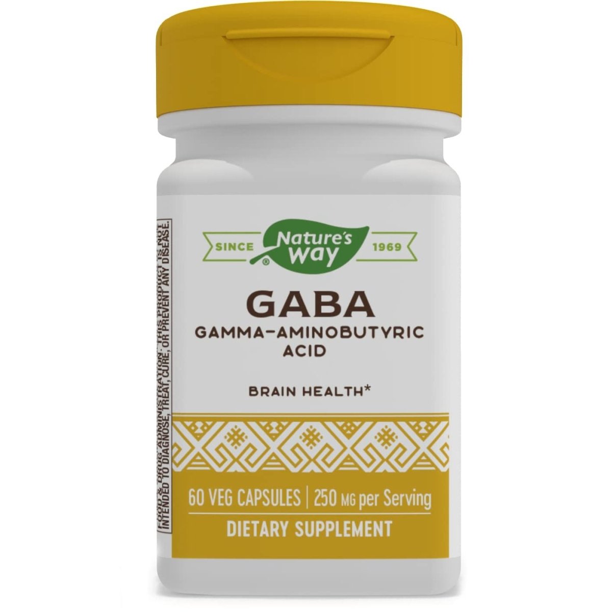 Nature's Way GABA, Acide gamma-aminobutyrique, puissance de 250 mg, 60 VCaps