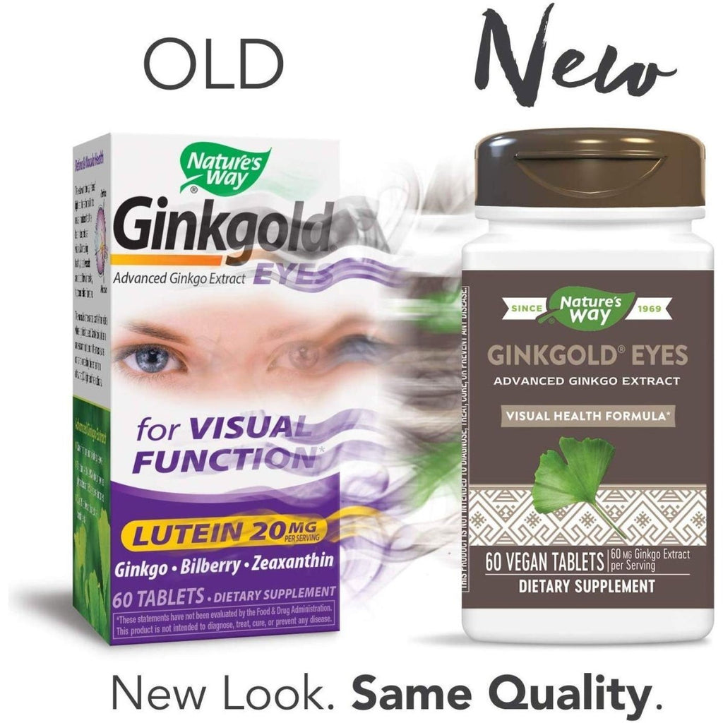 Nature's Way, Ginkgold Yeux, 60 comprimés végétaliens (Lot de 4)