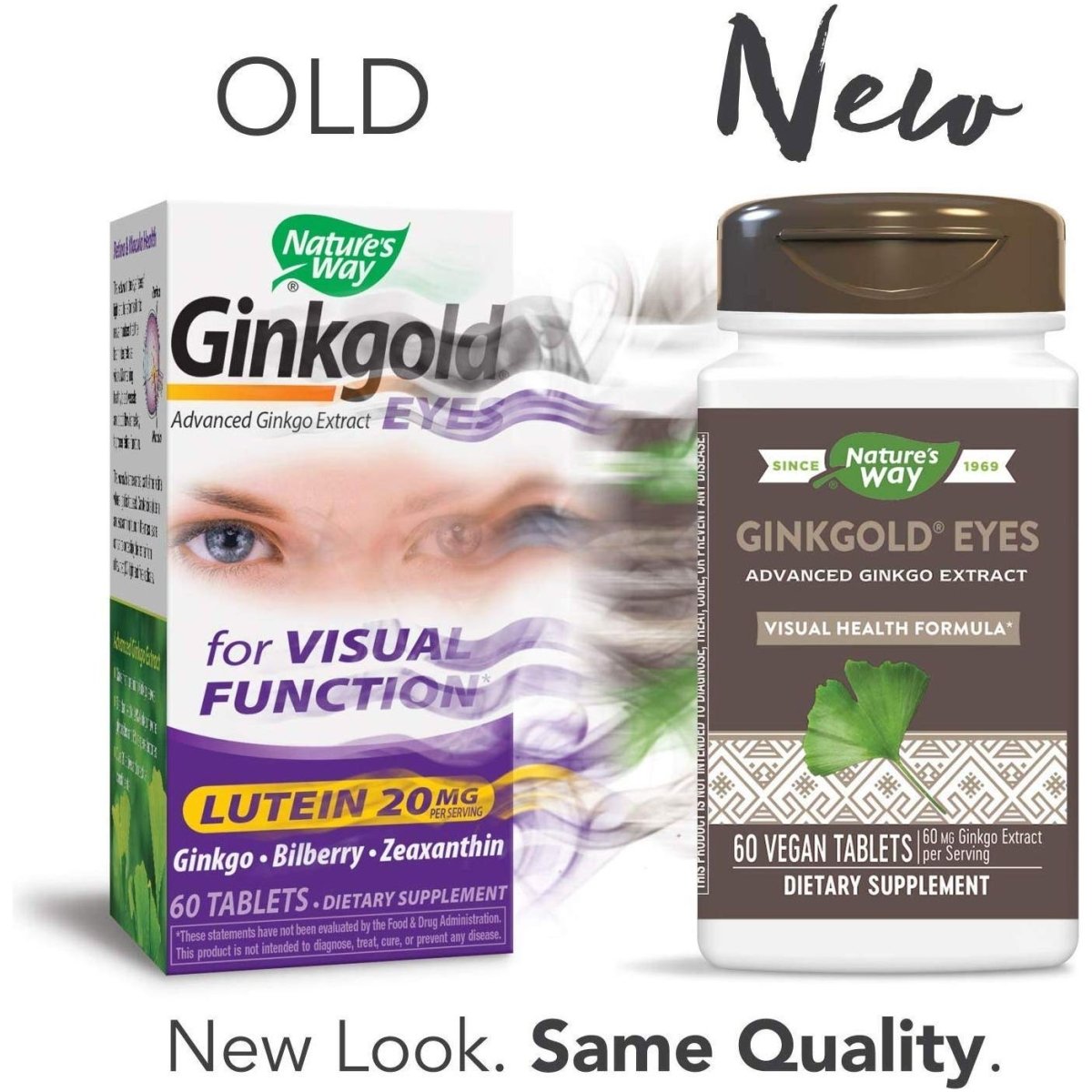 Nature's Way, Ginkgold Yeux, 60 comprimés végétaliens (Lot de 4)