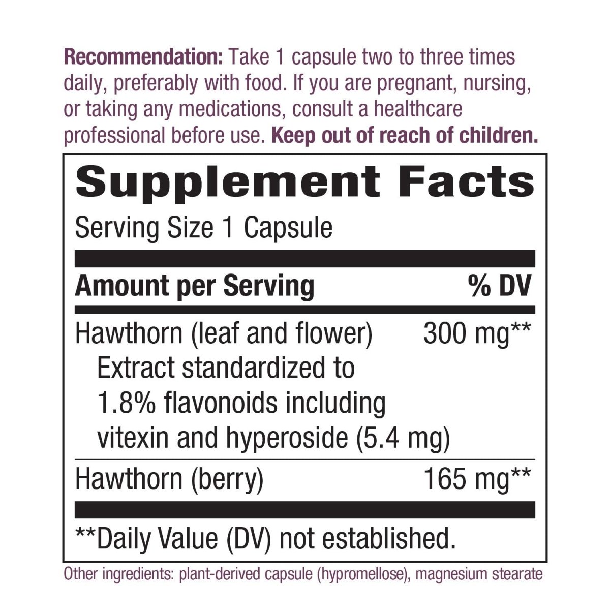 Nature's Way Aubépine en Capsules - Extrait 300mg, 90 Vcaps