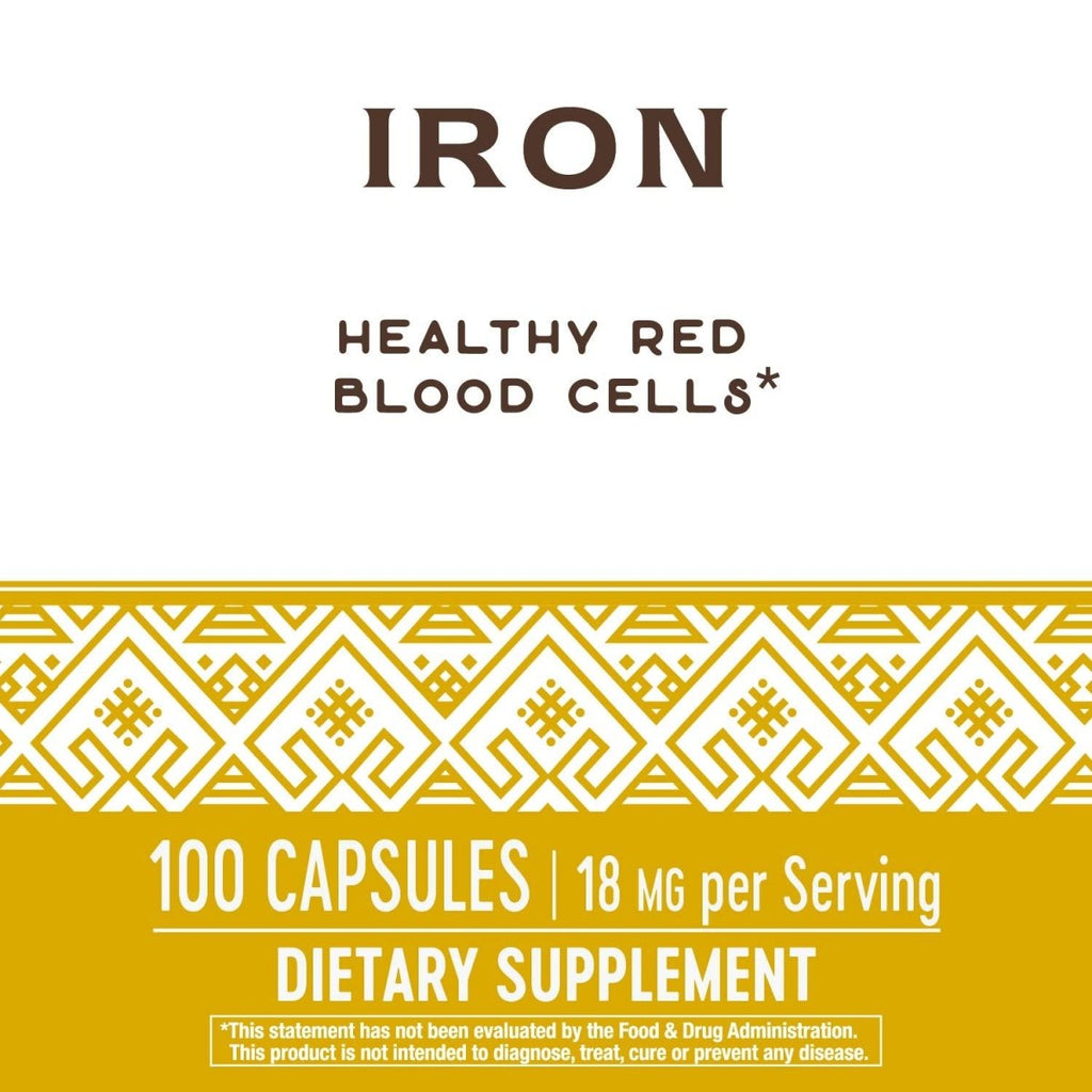 Nature's Way Iron Capsules - 18mg Per Serving - 100 Capsules