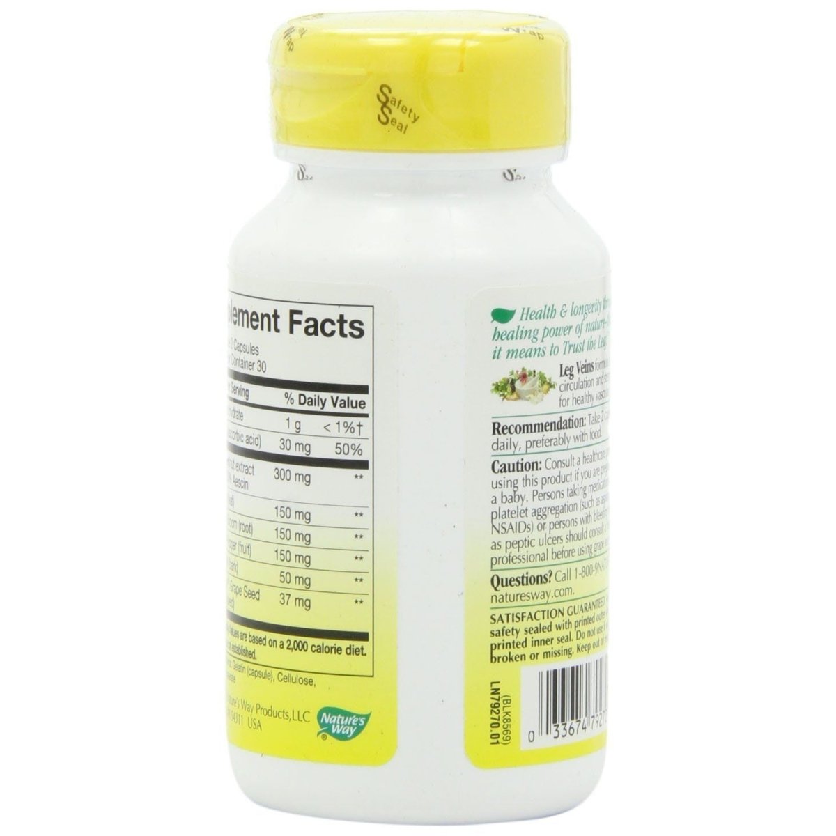 Nature's Way Mélange de soutien pour les veines des jambes ; avec un mélange de 6 herbes ; végétalien ; 60 capsules végétaliennes (paquet de 3)