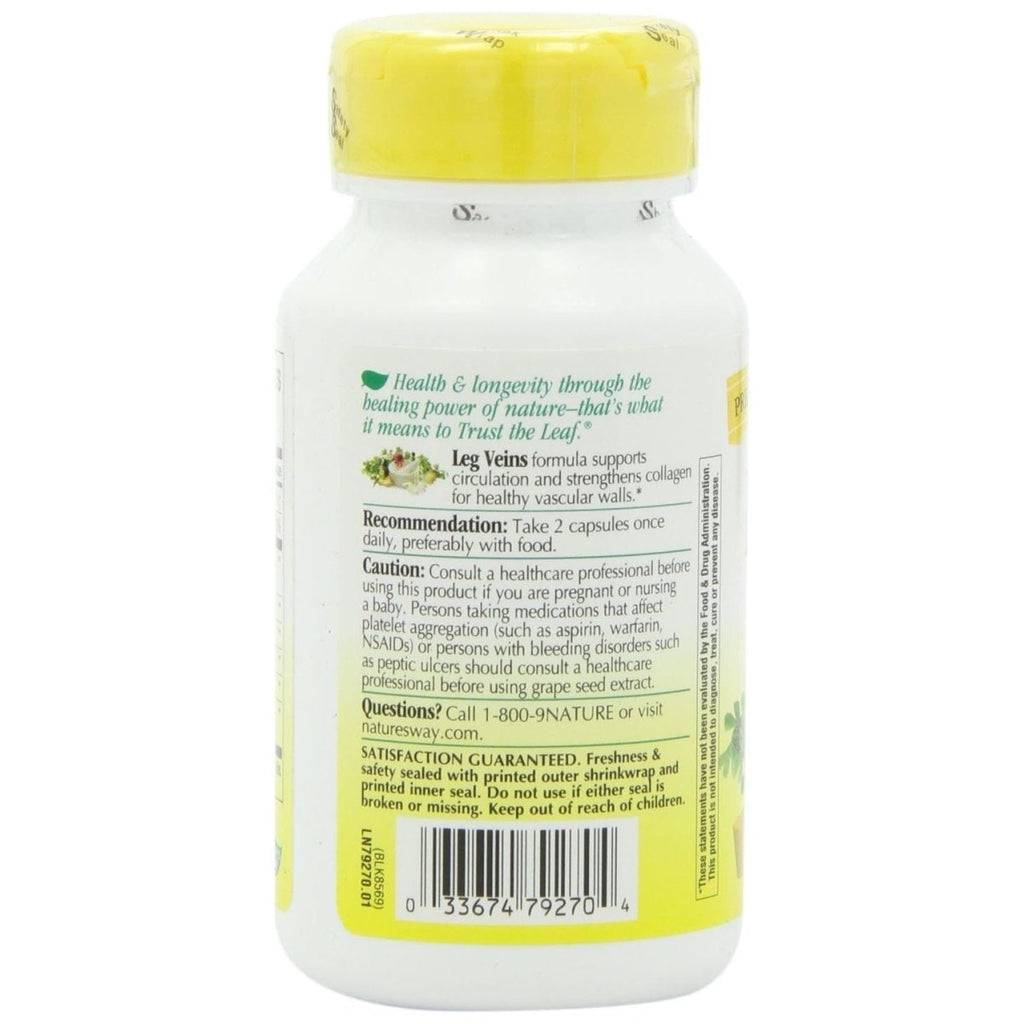 Nature's Way Mélange de soutien pour les veines des jambes ; avec un mélange de 6 herbes ; végétalien ; 60 capsules végétaliennes (paquet de 3)