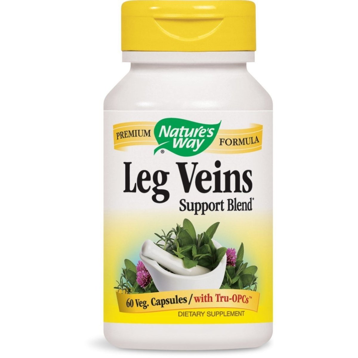 Nature's Way Mélange de soutien pour les veines des jambes ; avec un mélange de 6 herbes ; végétalien ; 60 capsules végétaliennes (paquet de 3)