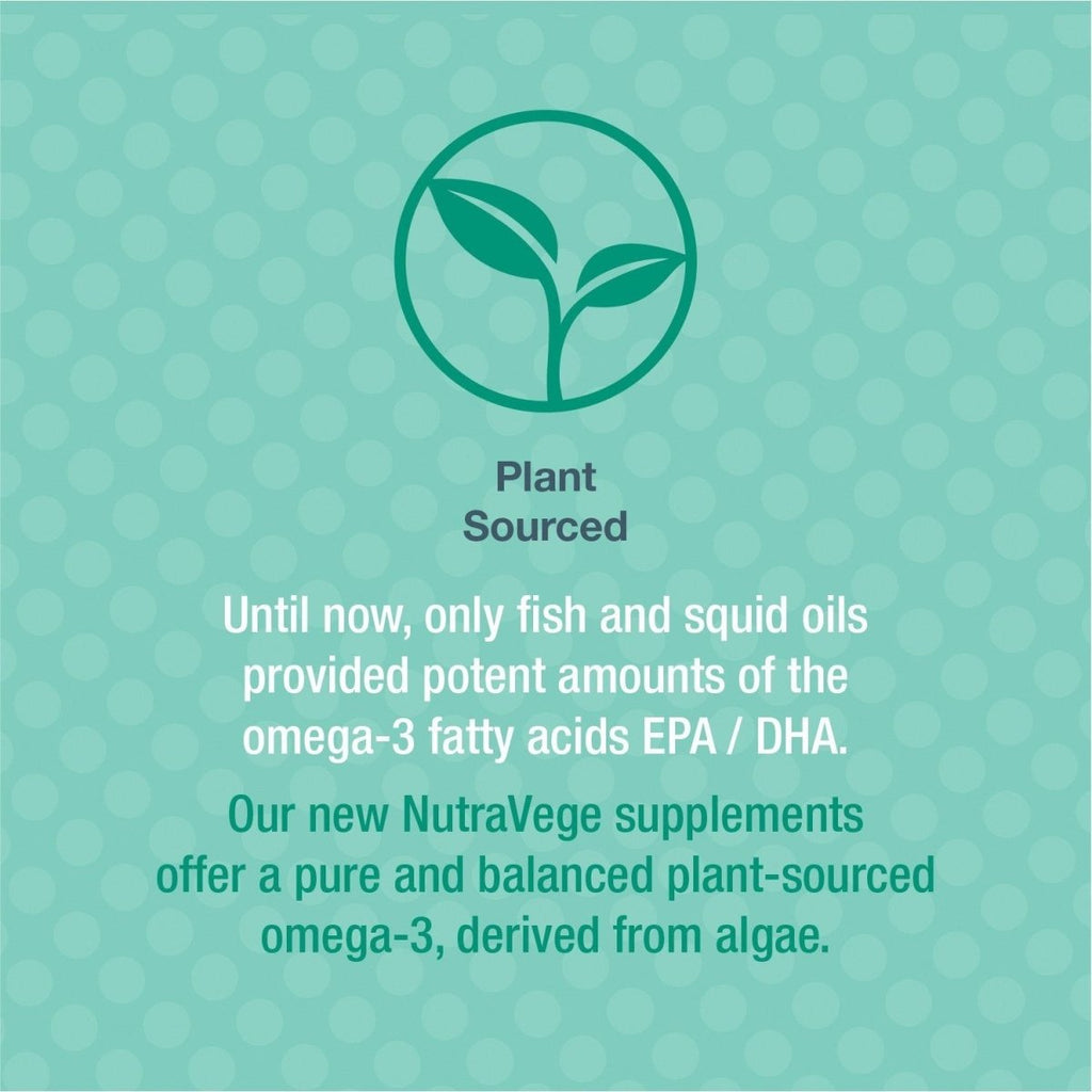 Nature's Way NutraVege Plant Based Omega-3, Heart Health and Eye and Brain Function, 30 Vegan Softgels
