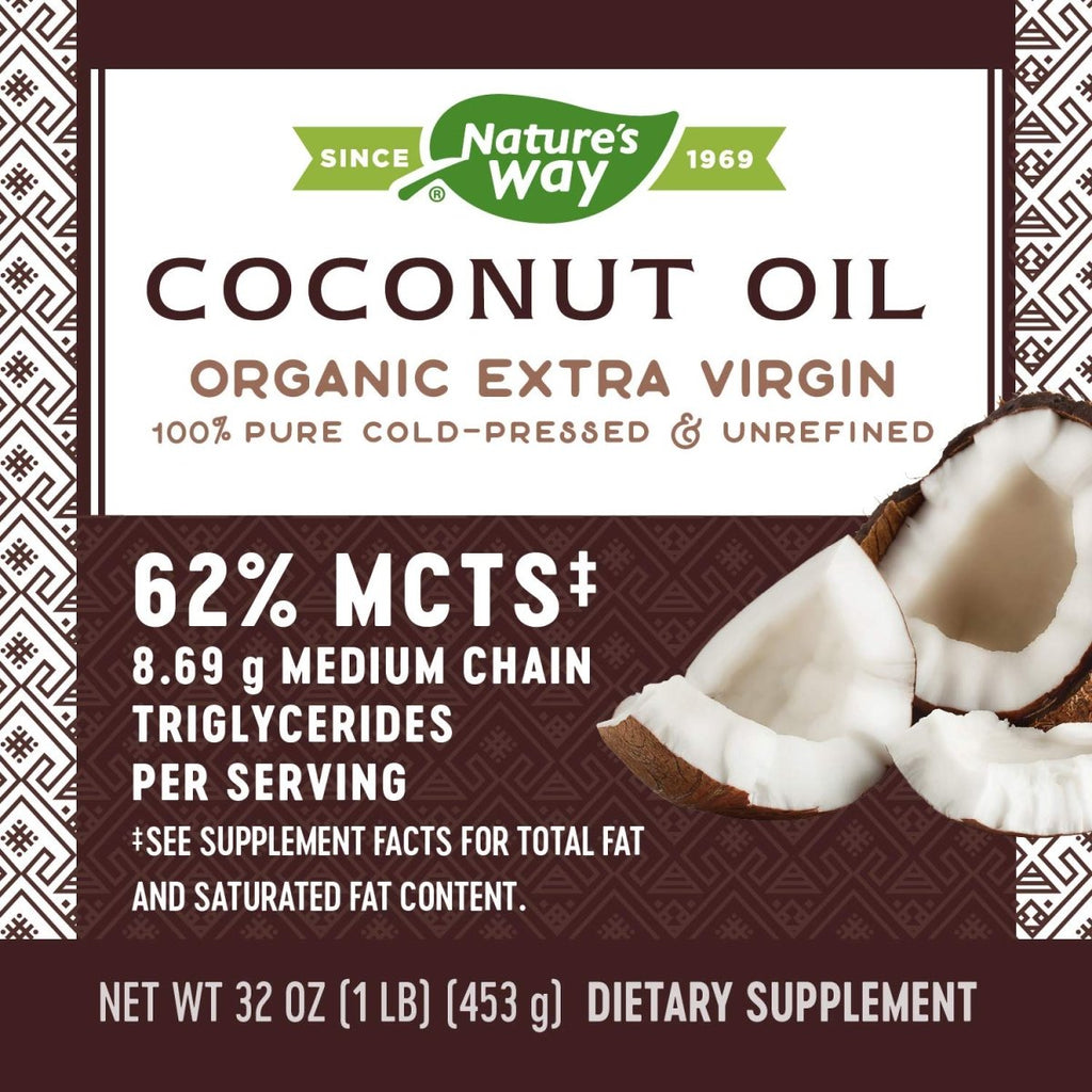 Nature's Way Organic Extra Virgin Coconut Oil, Pure & Unrefined, Cold-Pressed, USDA Organic