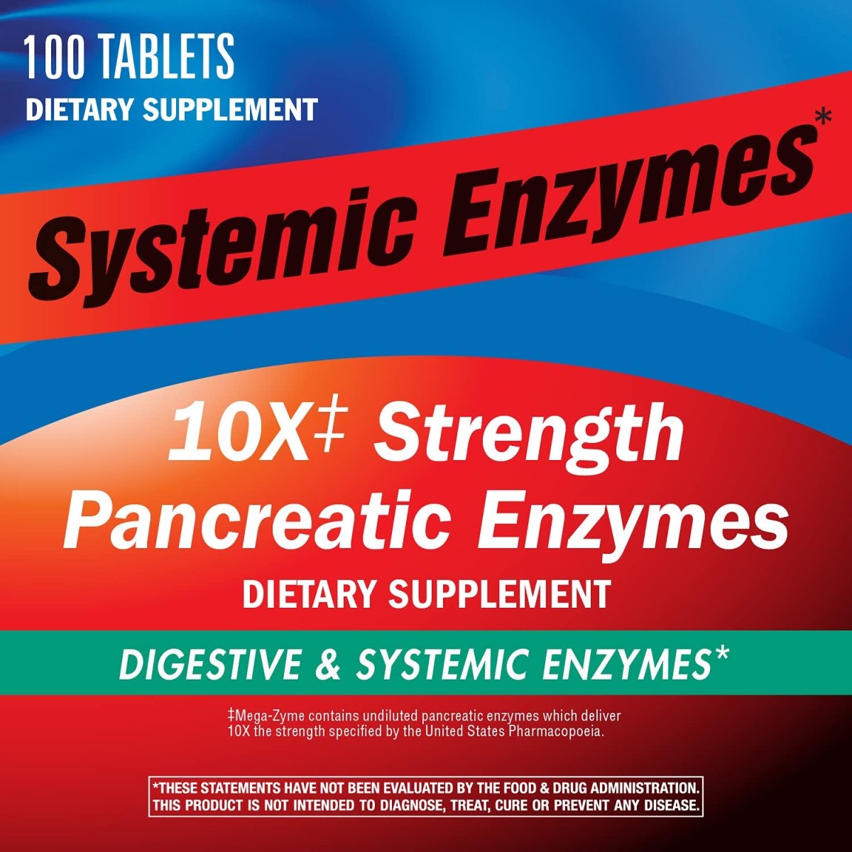 Nature's Way Pancreatic & Systemic Enzymes (Formerly Mega-Zyme), Relieves Occasional Muscle Soreness and Discomfort, Pancreatic Enzymes, Digestive Support, 100 Tablets