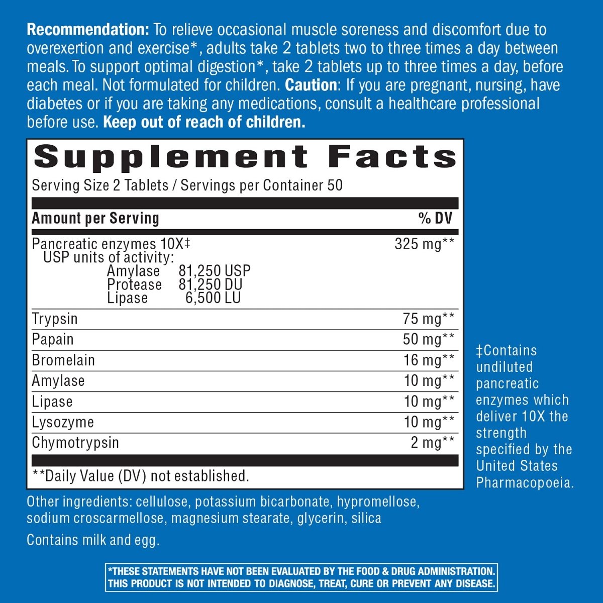 Nature's Way Pancreatic & Systemic Enzymes (Formerly Mega-Zyme), Relieves Occasional Muscle Soreness and Discomfort, Pancreatic Enzymes, Digestive Support, 100 Tablets