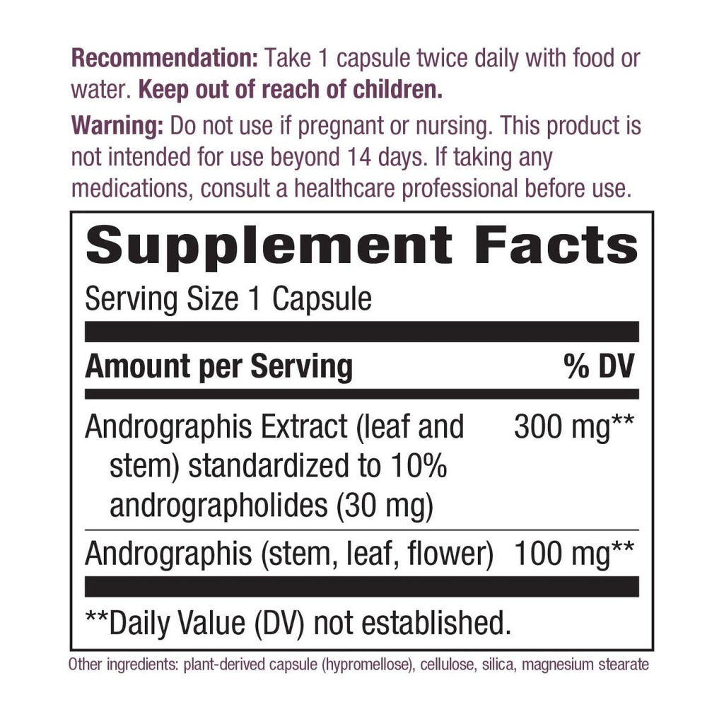 Nature's Way Premium Extract Andrographis, Immune Support, 300 mg Andrographis Extract per serving, 60 Capsules
