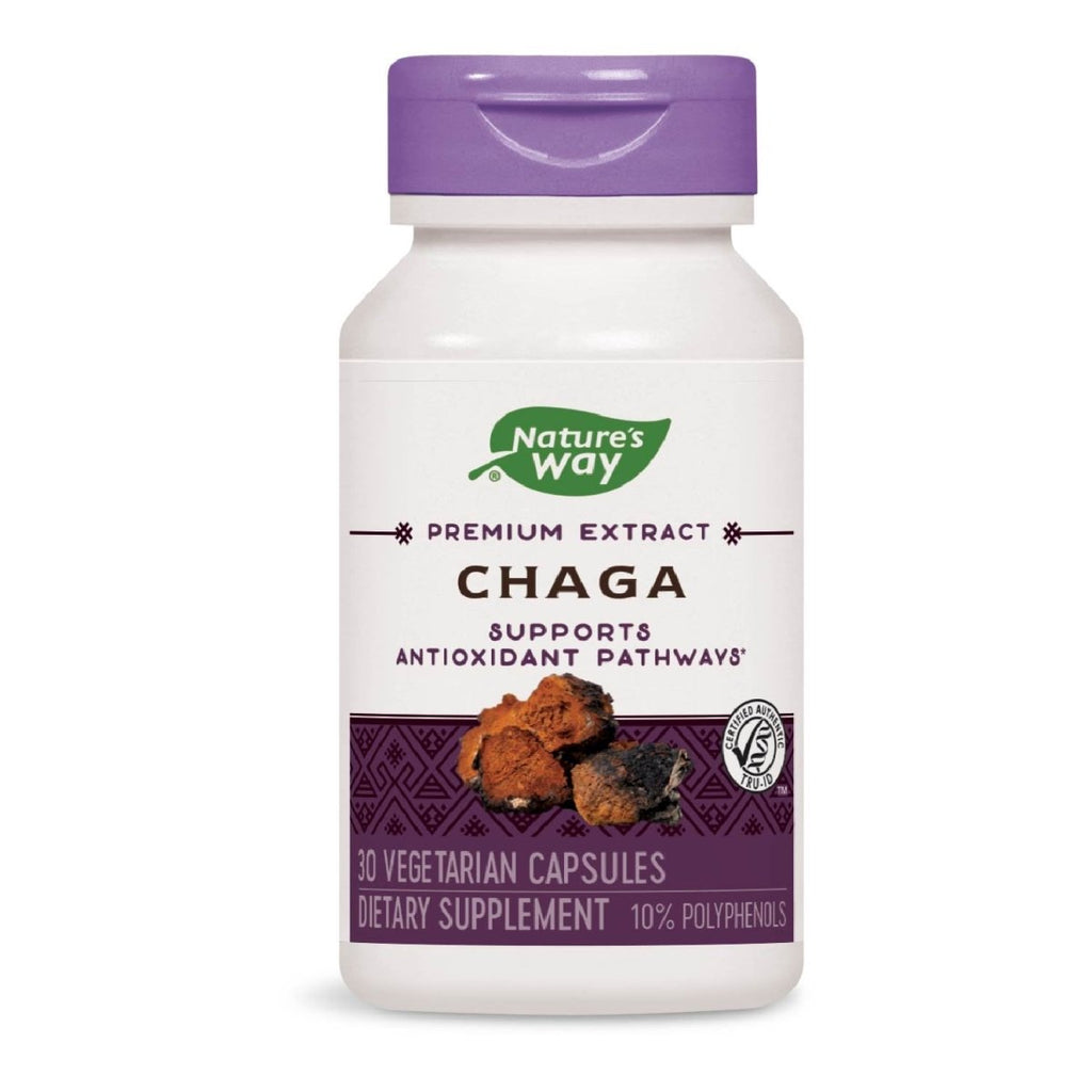Nature's Way Extrait Supérieur de Chaga, Soutient les Voies Antioxydantes, 480 mg par portion, 30 Vcaps