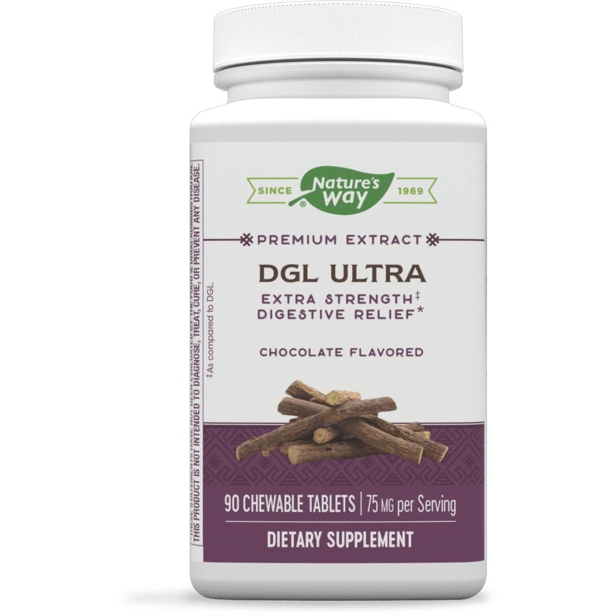 Nature's Way Extrait Premium DGL Ultra 75 mg par portion 90 comprimés à croquer saveur chocolat allemand
