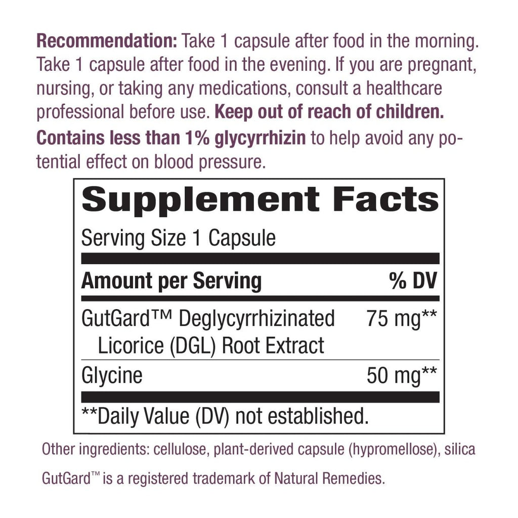 Nature's Way Extrait Supérieur DGL Ultra Soulagement Digestif Force Maximale, 90 Gélules