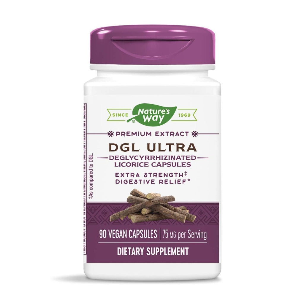 Nature's Way Extrait Supérieur DGL Ultra Soulagement Digestif Force Maximale, 90 Gélules