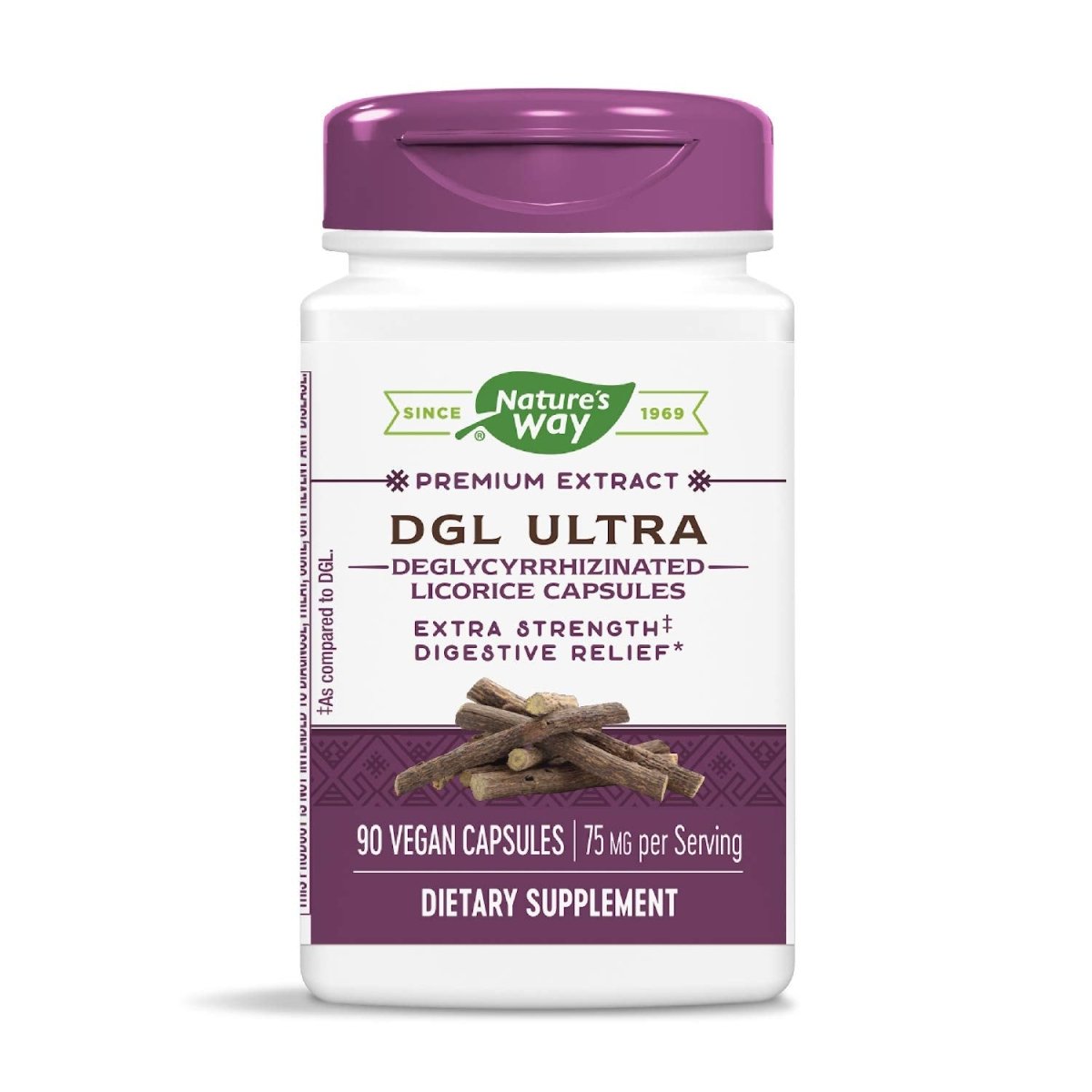 Nature's Way Extrait Supérieur DGL Ultra Soulagement Digestif Force Maximale, 90 Gélules
