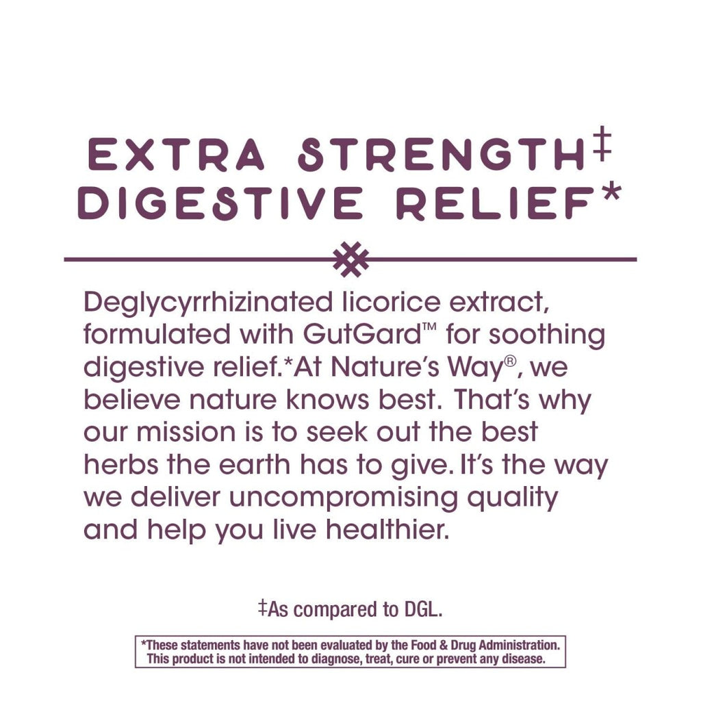 Nature's Way Extrait Supérieur DGL Ultra Soulagement Digestif Force Maximale, 90 Gélules