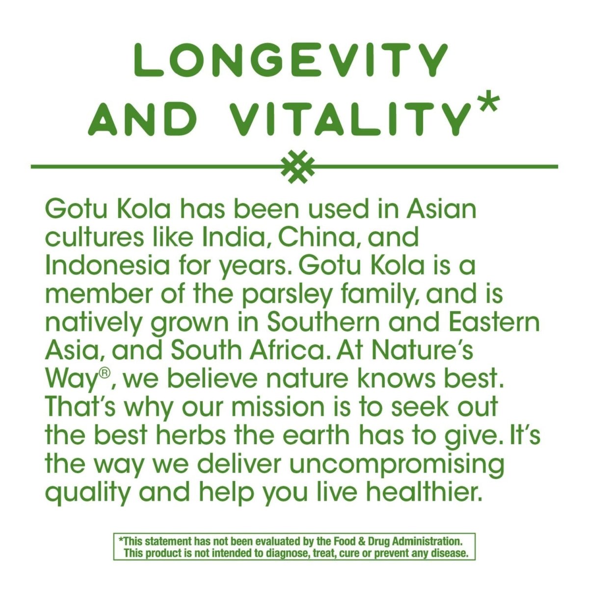 Gotu Kola Nature's Way Premium Herbal 950 mg par portion 180 gélules végétales