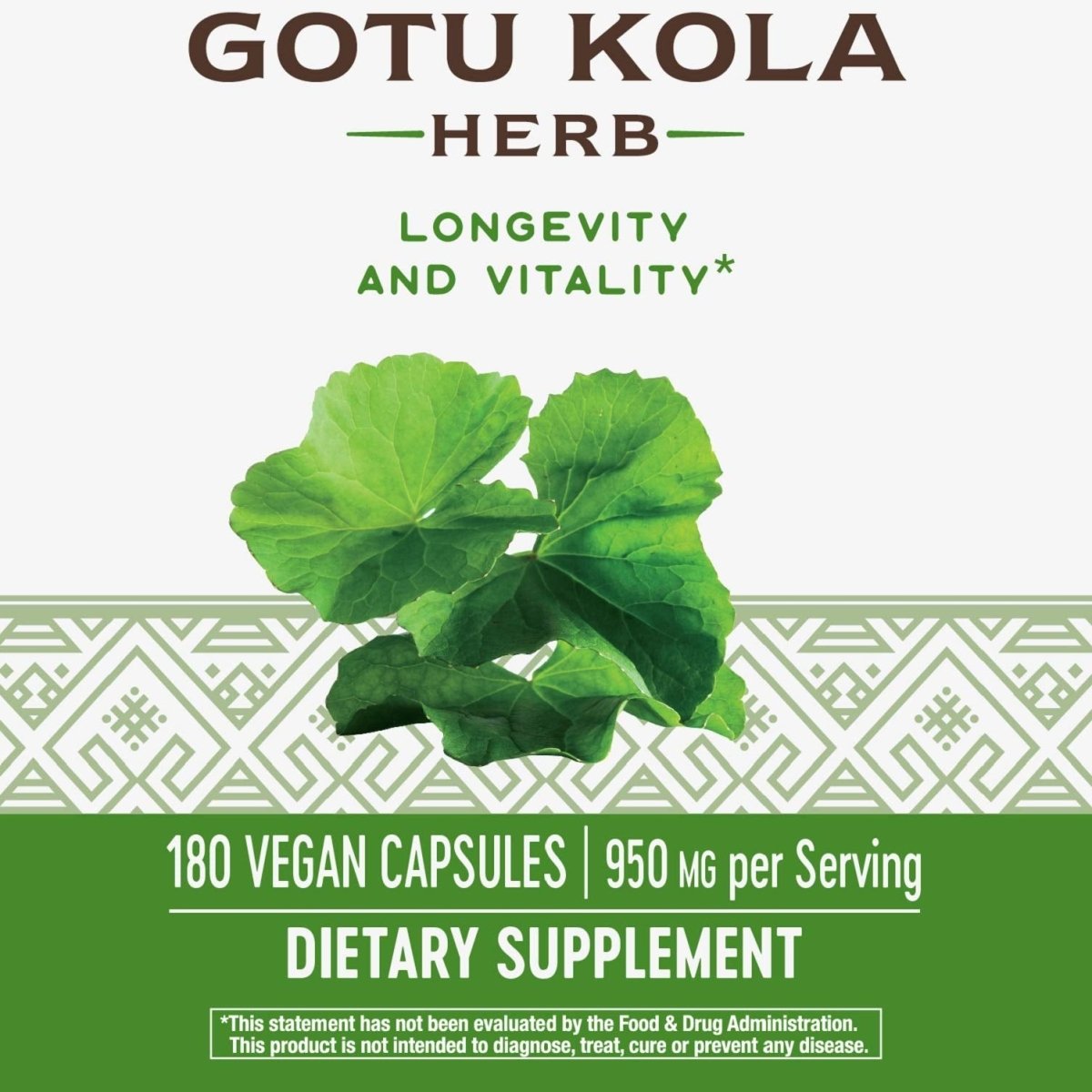 Gotu Kola Nature's Way Premium Herbal 950 mg par portion 180 gélules végétales