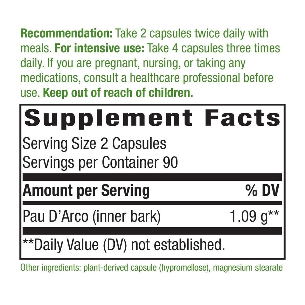 Écorce interne de Pau d'Arco Nature's Way Premium Herbal, 180 capsules