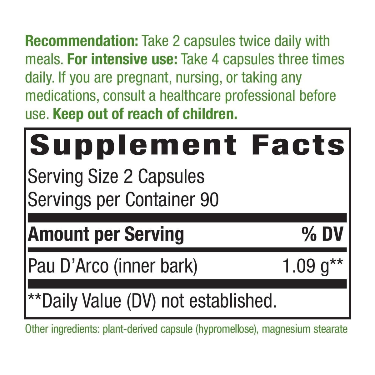 Écorce interne de Pau d'Arco Nature's Way Premium Herbal, 180 capsules