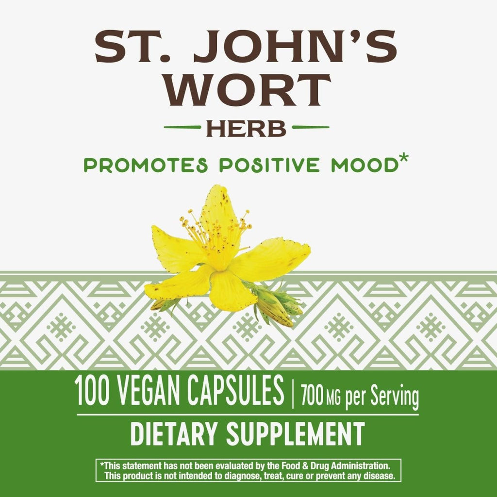 Nature's Way Premium St. John's Wort Herb, Promotes Positive Outlook, 700 mg per serving, 100 Vegan Capsules