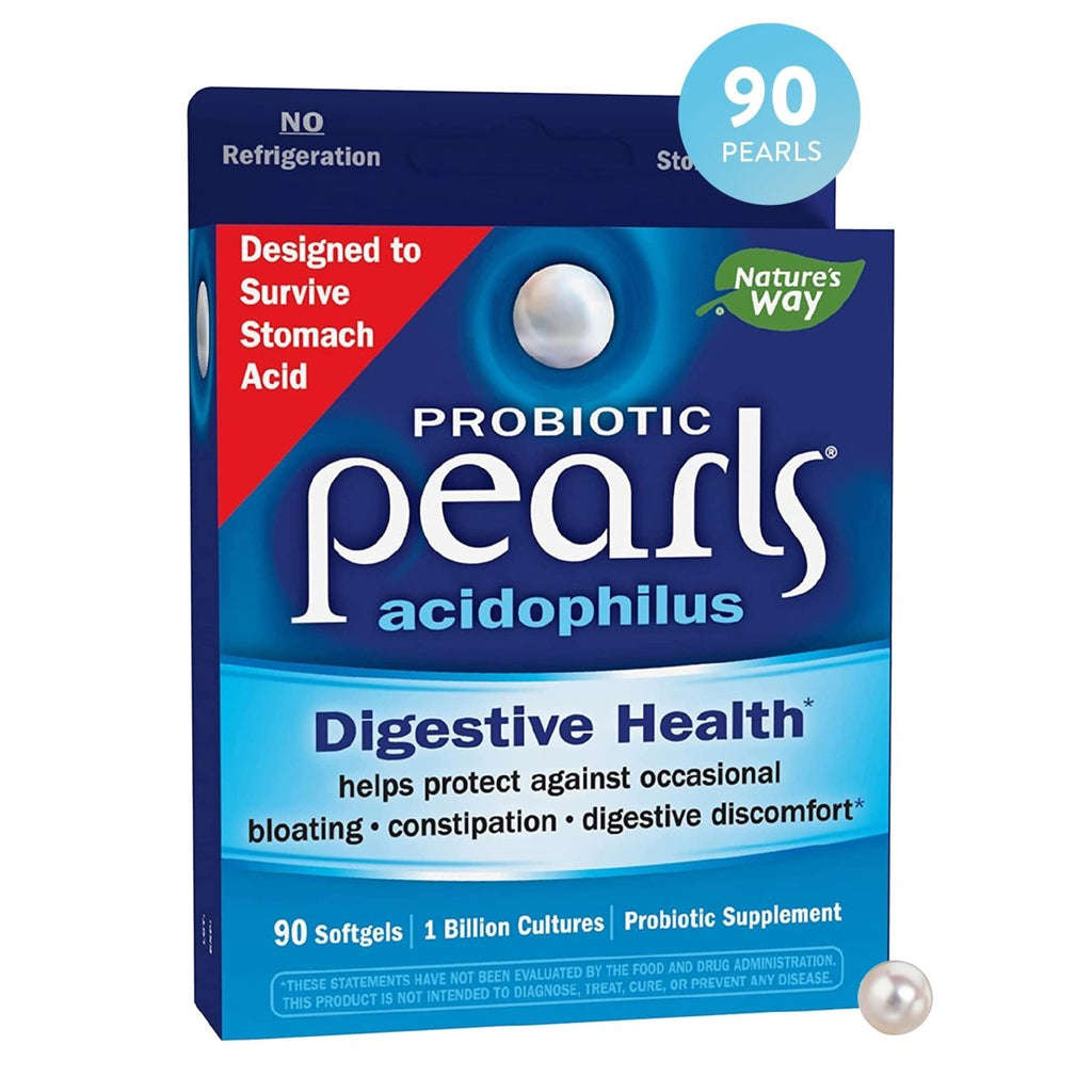 Nature's Way Probiotic Pearls Acidophilus, Digestive and Immune Health Support for Women and Men, Protects Against Occasional Constipation and Bloating, 90 Softgels