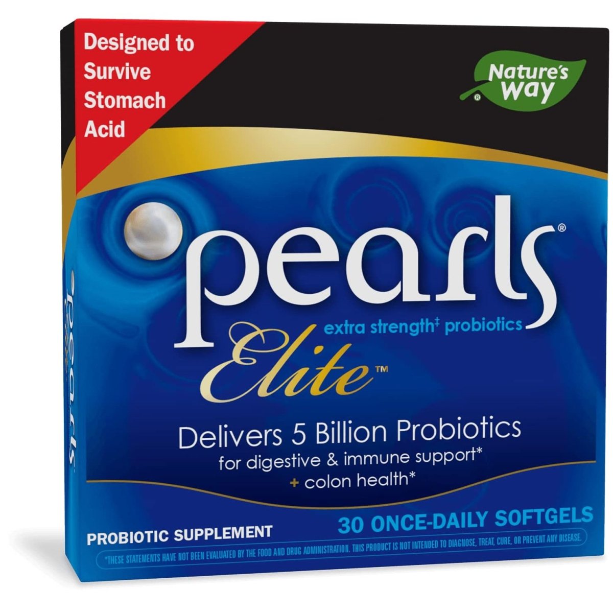 Nature's Way Probiotic Pearls Elite, 5 milliards de cultures vivantes, 30 gélules molles