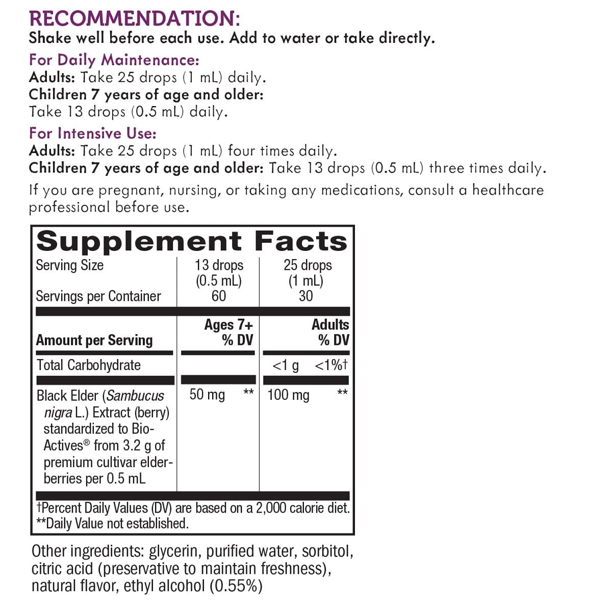 Sambucus de Nature's Way Gouttes de sureau avec sureau ultra fort, soutien immunitaire, fabriqué à partir de 6400 mg de baies de sureau par 1 ml, 30 ml