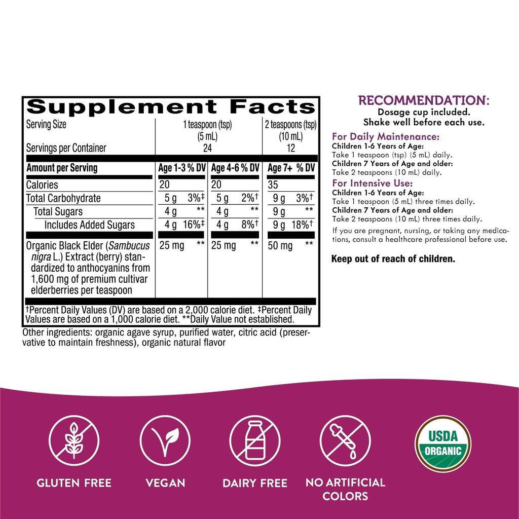 Nature's Way Sambucus Organic Elderberry Syrup for Kids - 4 Fl. Oz